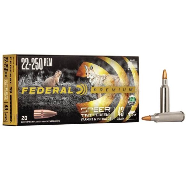 Federal Varmint & Predator Speer TNT Green 22-250 Remington Rifle Ammo