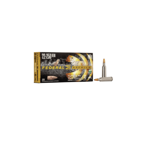 Box of Federal Varmint & Predator Speer TNT Green 22-250 Remington Rifle Ammo