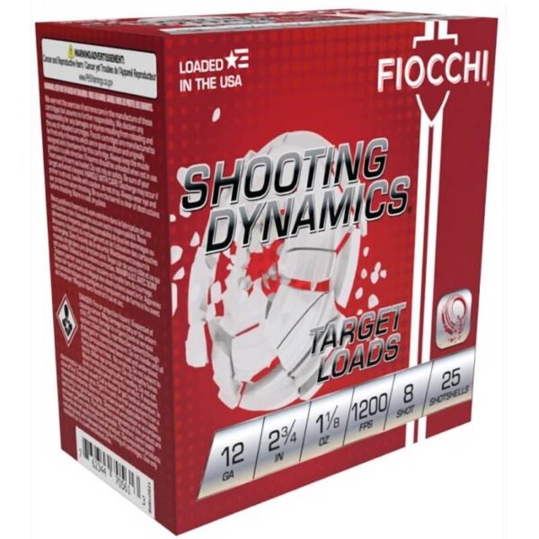 Fiocchi Shooting Dynamics Target Load 12 Gauge 2.75" 1 1/8 oz 8 Shot - 25 Rounds