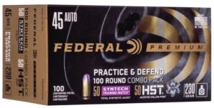 Federal P45HST2TM100 Premium Practice & Defend 45ACP 230gr HST JHP/Syntech TSJ 100 Per Box/5 Case