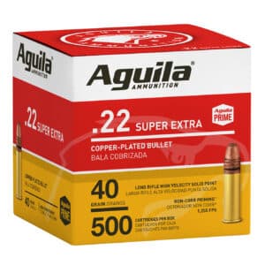 Aguila 1B221115 Super Extra High Velocity 22LR 40gr Copper Plated Solid Point 500 Per Box/4 Case