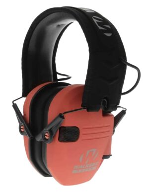 Walker's GWPRSEMCOR Razor Slim Electronic Muff 23 dB Over the Head Coral/Black Polymer