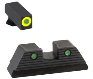 AmeriGlo GL821 Trooper Sight Set for Glock  Green Tritium LumiGreen Outline Front Sight-Green Tritium Black Outline Rear Sight