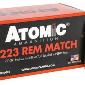 Atomic Ammunition 00427 Rifle Match 223Rem 77gr Hollow Point Boat Tail 50 Per Box/10 Case
