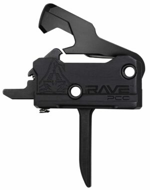 Rise Armament T017FPCCBLK Rave Pistol Caliber Carbine Single-Stage Flat Trigger with 3.50 lbs Draw Weight & Black Nitride Finish for AR-Platform