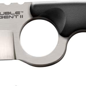 Cold Steel CS39FN Double Agent ll 3" Fixed Plain Satin AUS-8A SS Blade Black w/Double Ring Griv-Ex Handle Includes Bead Chain Lanyard/Sheath