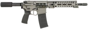 Patriot Ordnance Factory 01802 Minuteman Direct Impingement 5.56x45mm NATO Caliber with 10.50" Barrel, 30+1 Capacity, Tungsten Metal Finish, Buffer Tube Stock & Black MFT Grip Right Hand