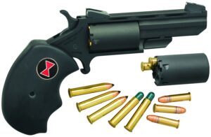 North American Arms BWCCRK Black Widow  22 LR or 22 WMR 5 Shot 2" Vent Rib Barrel, Overall Stainless Finish, Finger Grooved Black Rubber Grip & Fixed Sights Includes Cylinder