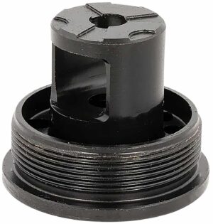 ADVANCED ARMAMENT COMPANY 65011 Flange Indexing Direct-Thread Adapter  5/8"-24 tpi, Muzzle Brake Design, 1-3/8"-24 tpi Socket