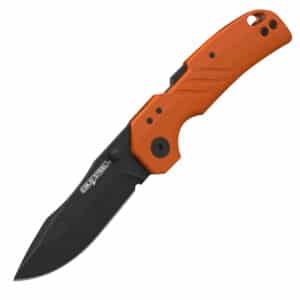 Cold Steel CSFL30DPLDBOZ Engage  3" Folding Tanto Plain Black PVD Stonewashed 4116 SS Blade/4.11" Orange GFN Handle Includes Belt Clip