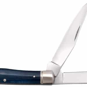 Cold Steel CSFLTRPRB Trapper  3" Folding Clip/Spey Plain 8Cr13MoV SS Blade/Dark Blue  w/Polished Bolsters Bone Handle