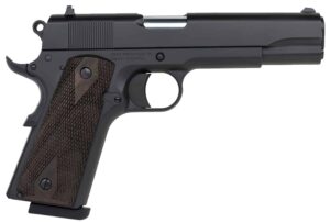Tisas 10100516 1911 A1 Stakeout Full Size Frame 45 ACP 8+1 5" Stainless Button-Rifled Barrel, Nickel Serrated Stainless Steel Slide, Nickel Steel Frame w/Beavertail, Turkish Walnut Grip