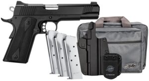 Kimber Mfg.,inc 3700812 Custom LW Club Bundle 45ACP 7+1 5" Front Serrations Stainless Slide KimPro Black F/S Rubber Grip