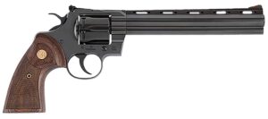 Colt Mfg PYTHONBP8WTS Python  357 Mag 6 Shot 8" Blued Carbon Steel Vent Rib Barrel, Cylinder & Frame, Wood Grip, Exposed Hammer