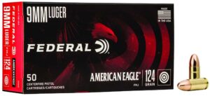 FEDERAL 9MM LUGER 124GR FMJ 50 RD/BX 20 BX/CS