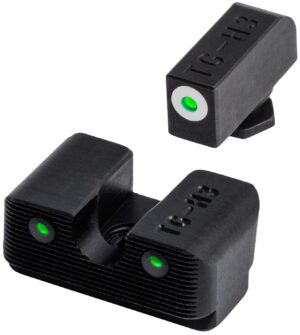 TruGlo TG231G1W Tritium Pro  Low, White Outline Tritium Front/Green Tritium Rear/Black Nitride Fortress Frame, Compatible w/Most Glock Except MOS, Front Post/Rear Dovetail Mount