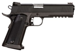 Rock Island 51567 Tac Ultra FSHC 45 ACP Caliber with 5" Barrel, 14+1 Capacity, Overall Black Parkerized Finish Steel, Picatinny Rail/Beavertail Frame, Serrated Slide & Black/Gray G10 Grip