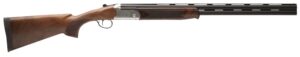 Stevens 22593 555 E Full Size 20 Gauge Break Open 3" 2rd 26" Black Satin Vent Rib Barrel, Engraved Satin Silver Aluminum Receiver, Fixed Satin Turkish Walnut Stock, Ambidextrous