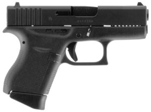 Glock UI4350201 G43  Slim Sub-Compact Frame 9mm Luger 6+1 3.41" Black Steel Barrel, Matte Black Serrated Steel Slide, Black Polymer Frame, Textured Polymer Grip, Right Hand