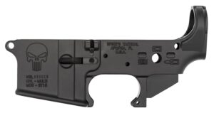 Spikes STLS015 Punisher Stripped Lower Receiver Multi-Caliber 7075-T6 Aluminum Black Anodized for AR-15