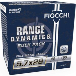 Fiocchi Range Dynamics Handgun Ammunition 5.7x28 FN 40gr FMJ 1700 fps 150/ct