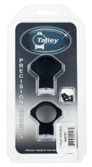 Talley 940707 Scope Mount/Ring Combo  Black Anodized 1" Tube Ruger 10/22 Medium Rings