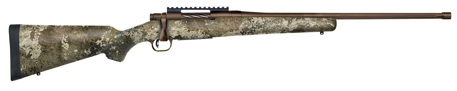 Mossberg 28074 Patriot Predator 22-250 Rem Caliber with 5+1 Capacity, 22" Threaded/Fluted Barrel, Patriot Brown Cerakote Metal Finish & TrueTimber Strata Synthetic Stock Right Hand (Full Size)