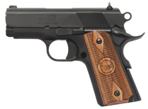 Iver Johnson Arms THRASHER9 Thrasher Officer 9mm Luger 8+1 3.12" Black Steel Barrel, Matte Black Serrated Steel Slide & Frame w/Beavertail, Walnut Grip