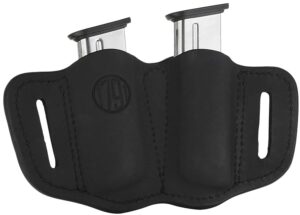 1791 Gunleather MAG21SBLA MAG2.1 Double Mag Holster Stealth Black Leather Belt Slide Belts 1.50" Wide Compatible w/ Single Stack Ambidextrous