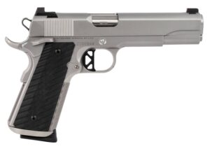 Dan Wesson 01824 Valor  45 ACP 8+1 5" Stainless Steel Barrel, Bead Blasted Serrated Stainless Steel Slide & Frame w/Beavertail & Picatinny Rail, Black G10 Grip, Ambidextrous