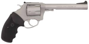 Charter Arms 79960 Pitbull  Large 9mm Luger, 5 Shot 6" Matte Stainless Steel Barrel, Cylinder & Frame w/Black Finger Grooved Rubber Grip