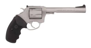 Charter Arms 73566 Mag Pug Target Extra Large 357 Mag, 6 Shot 6" Matte Stainless Steel Barrel, Cylinder & Frame w/Black Finger Grooved Rubber Grip