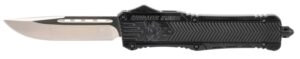 CobraTec Knives LBCTK1LDNS CTK-1  Large 3.75" OTF Drop Point Plain D2 Steel Blade/Black Aluminum Handle Features Glass Breaker Includes Pocket Clip