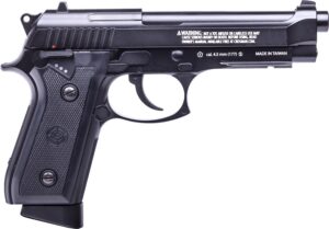 Crosman PFAM9B Full Auto Air Pistol CO2 177 BB 20rd Smooth Bore Brass Barrel, Blow Back Action, Fixed Front/Notched Rear Sights, Full Metal Frame, Black Polymer Grips, Selector Safety