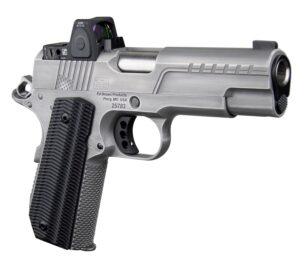 Ed Brown FX2SS FX2  45 ACP 7+1 4.25" Recessed Crown Barrel, Stainless Steel Engraved American Flag/Serrated Slide, Stainless Steel Frame, Trijicon RMRcc 3.25 MOA Sight