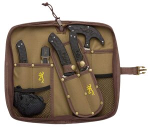 Browning 3220422B Primal Combo  Fixed Bone Saw/Caper/Gut Tool/Sharpening Tool/Skinner 8Cr13MoV SS Blade, Black Polymer w/Rubber Overmold Handle, 6 Piece Set, Includes Case/Gloves