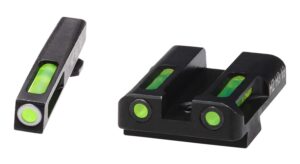 HiViz GLN329 LiteWave H3 Sight Set for Glock Green Tritium White Outline Front Sight-Green Fiber Optic Rear Sight