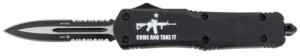 Templar Knife LAR15431 Gen II Come And Take It Large 3.50" OTF Dagger Part Serrated Black Oxide Stonewashed 440C SS Blade, 5.25" Black w/ "Come And Take It" AR-15 Gun Aluminum Handle, Glass Breaker