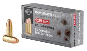 PPU PPRM9M Rangemaster  9mmLuger 124gr Full Metal Jacket 1000/Box
