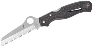 Spyderco C89SBK Atlantic Salt  3.69" Folding Sheepsfoot Serrated H1 Steel Blade Black Molded FRN Handle Includes Pocket Clip