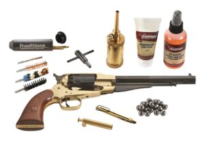 Traditions FRS18581 1858 Army SAO 44 Cal 8" 6 Shot Brass Frame Blued Barrel/Blued Cylinder Walnut Grip Redi-Pack