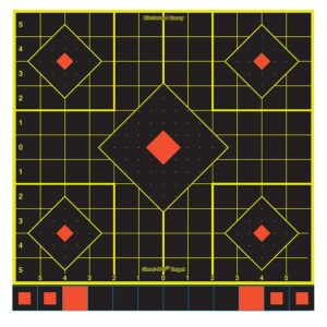 Birchwood Casey 34211 Shoot-N-C Sight-In Self-Adhesive Paper Black/Yellow/Red 12" 5-Diamond 100 Pack