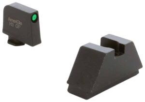 AmeriGlo GL810 Optic Compatible Sight Set for Glock  2XL Tall Green Tritium Black Outline Front Sight-Black Rear Sight