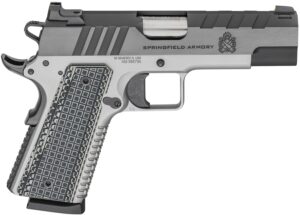 Springfield Armory PX9218L 1911 Emissary 45 ACP 8+1 4.25" Bull Barrel, Stainless Steel Frame w/Beavertail , Tri-Top Cut Blued Carbon Steel Slide, Black VZ Thin-Line G10 Grip