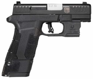 Diamondback DB0301P001 DBAM29 Sub-Compact 9mm Luger 3.50" 12+1,17+1 Overall Black Finish with Serrated Nitride Stainless Steel Slide, Polymer Grip & Picatinny Rail Includes Viridian Laser & Holster