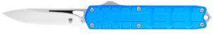 CobraTec Knives CTEBLUM390DNS Enforcer  3.25" OTF Drop Point Plain M390 Steel Blade/Blue Aluminum Handle