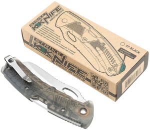 Strike Industries K1TP K1  3.51" Folding Plain AUS-8A SS Blade Smoke Textured Polymer Handle Includes Pocket Clip