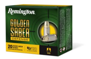 Remington Ammunition 27605 Golden Saber Defense 380ACP 102gr Brass Jacketed Hollow Point 20 Per Box/25 Case