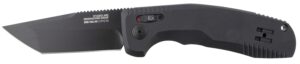 S.O.G SOG15380357 SOG-TAC Auto 3.43" Folding Tanto Plain Black TiNi Cryo D2 Steel Blade Black Micro-Textured Anodized Aluminum Handle Includes Pocket Clip