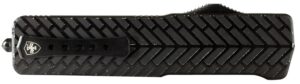 Templar Knife SAHBG32 Premium LW  Small 3" OTF Drop Point Plain Black Oxide Stonewashed D2 Steel Blade, 4.50" Black Herringbone Aluminum Handle
